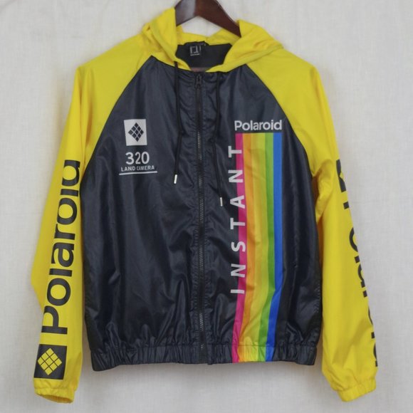 Polaroid Land Camera Black & Yellow Hooded Nylon Jacket. Medium - Picture 1 of 6